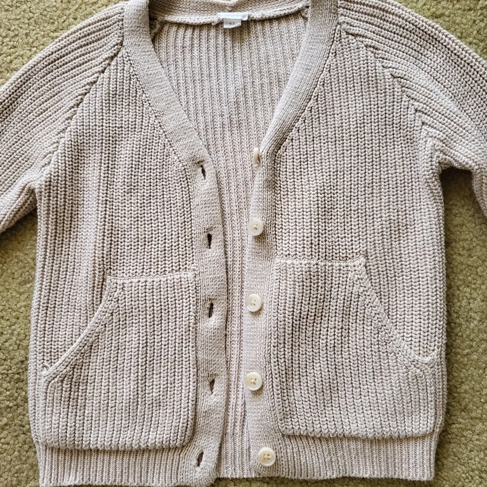 kids Cream Knit Cardigan Sweater 4y